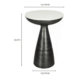 Moe's Font Side Table with White Marble Top