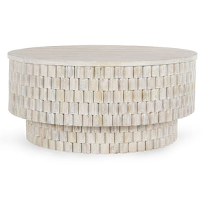 Norwood Solid Wood Round Coffee Table - Coastal White