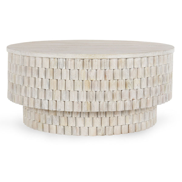 Norwood Solid Wood Round Coffee Table - Coastal White