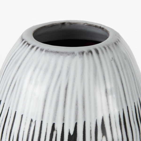 Tanami II Short Dark Brown/White Glazed Ceramic Vase