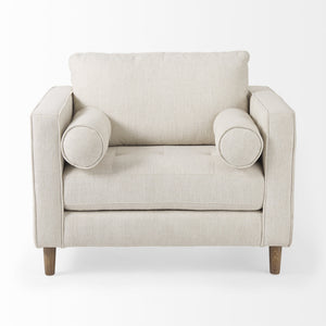 Loretta 40.7L x 36.2W x 33.9H Cream Fabric Chair W/ Two Bolster Cushions