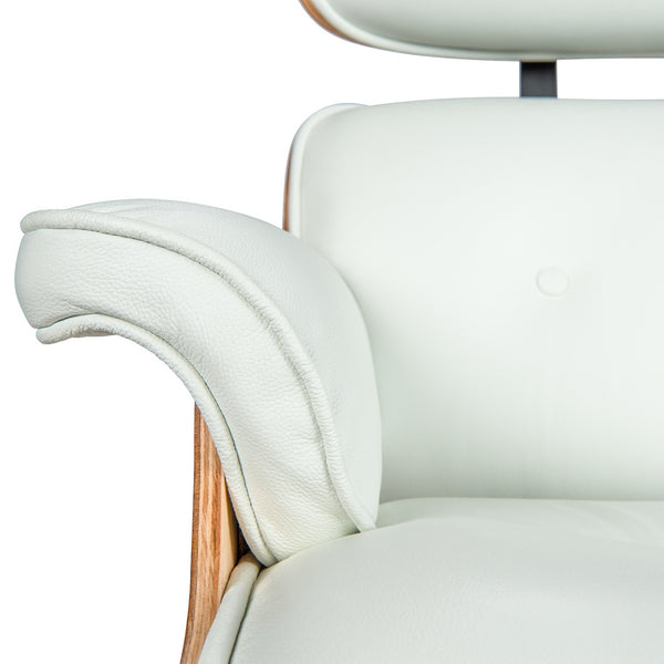 REYS LOUNGE CHAIR & OTTOMAN - WHITE LEATHER