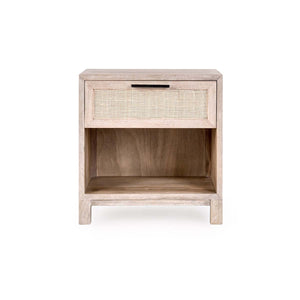 Jensen Solid Wood Nightstand with Cane Detailing - Taupe