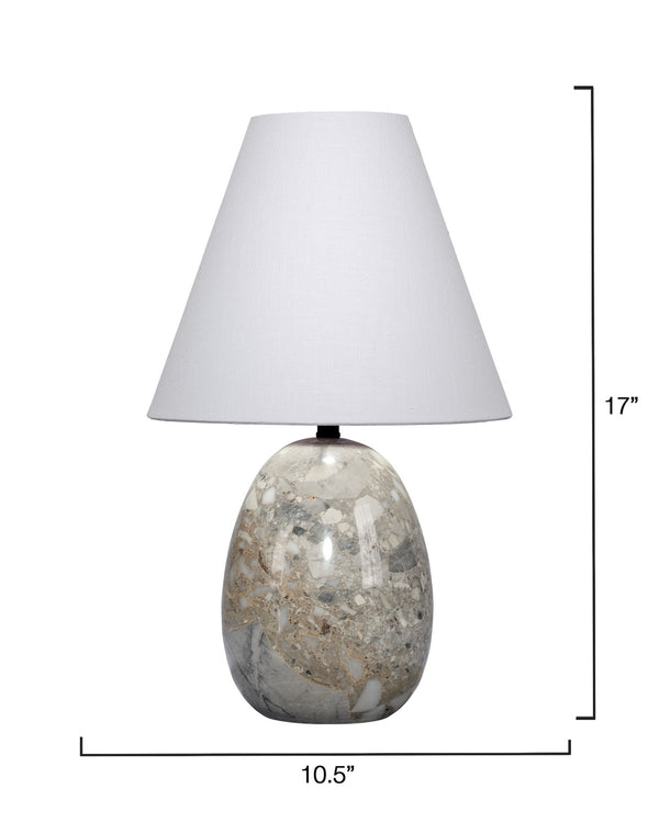 Capsule Travertine Table Lamp with Linen Shade