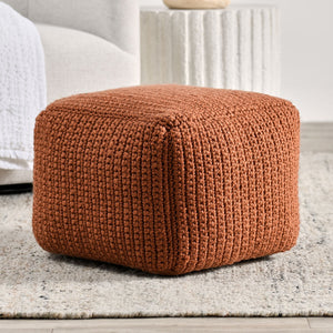 Performance Prism Pouf with Handwoven Knit - Terracotta