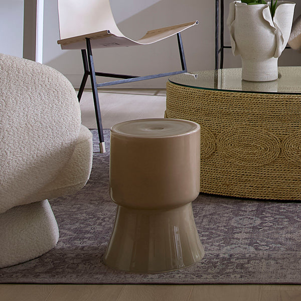 Huntington Garden Glass Stool, Taupe