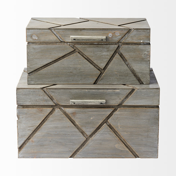 Niobe (Set of 2) 16L x 11W Gray Wooden Nesting Boxes