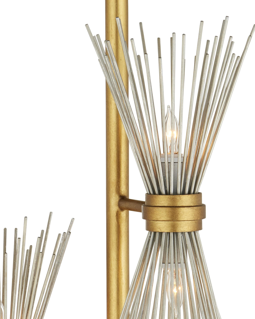 Novatude Floor Lamp In Antique Gold Leaf & Contemporary Silver Leaf