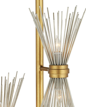 Novatude Floor Lamp In Antique Gold Leaf & Contemporary Silver Leaf