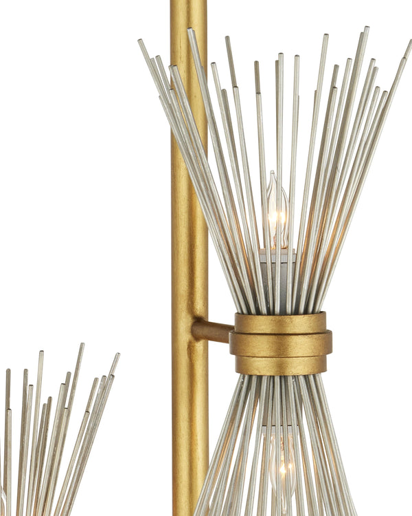 Novatude Floor Lamp In Antique Gold Leaf & Contemporary Silver Leaf