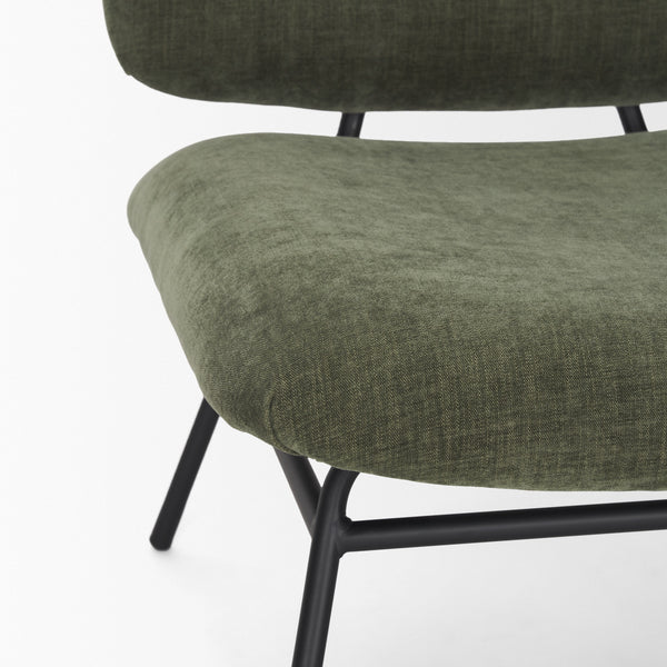 Nora Forest Green Fabric w/ Matte Black Metal Legs Accent Chair