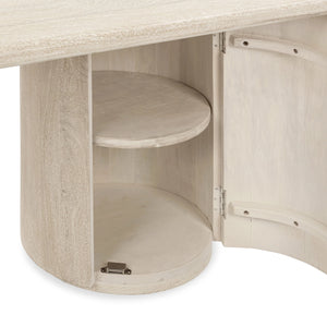 Adir Solid Wood Desk with Sphere Legs in Cream
