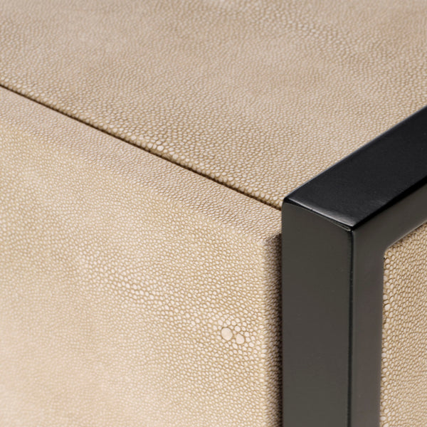 Cassius Faux Shagreen 2-Drawer Console, Taupe