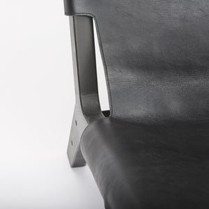 Elodie 24.4L x 33.9W x 30.7H Black Leather W/Black Stain Beech Wood Frame Accent Chair