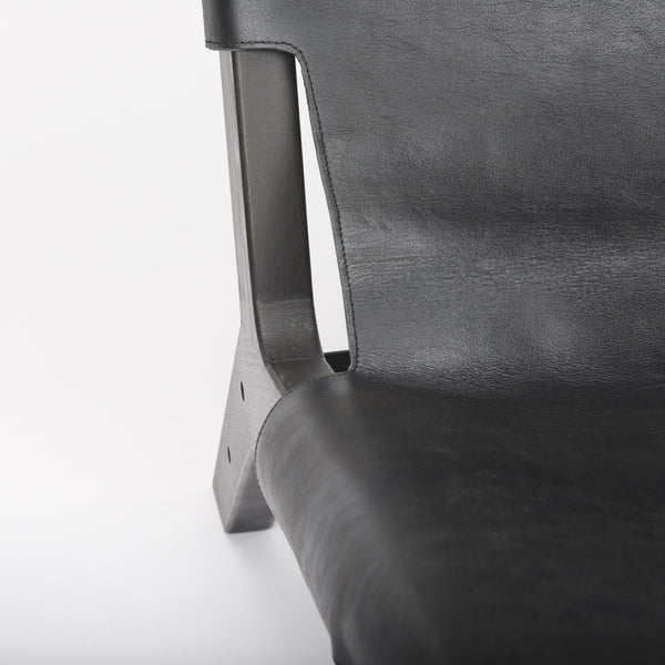 Elodie 24.4L x 33.9W x 30.7H Black Leather W/Black Stain Beech Wood Frame Accent Chair