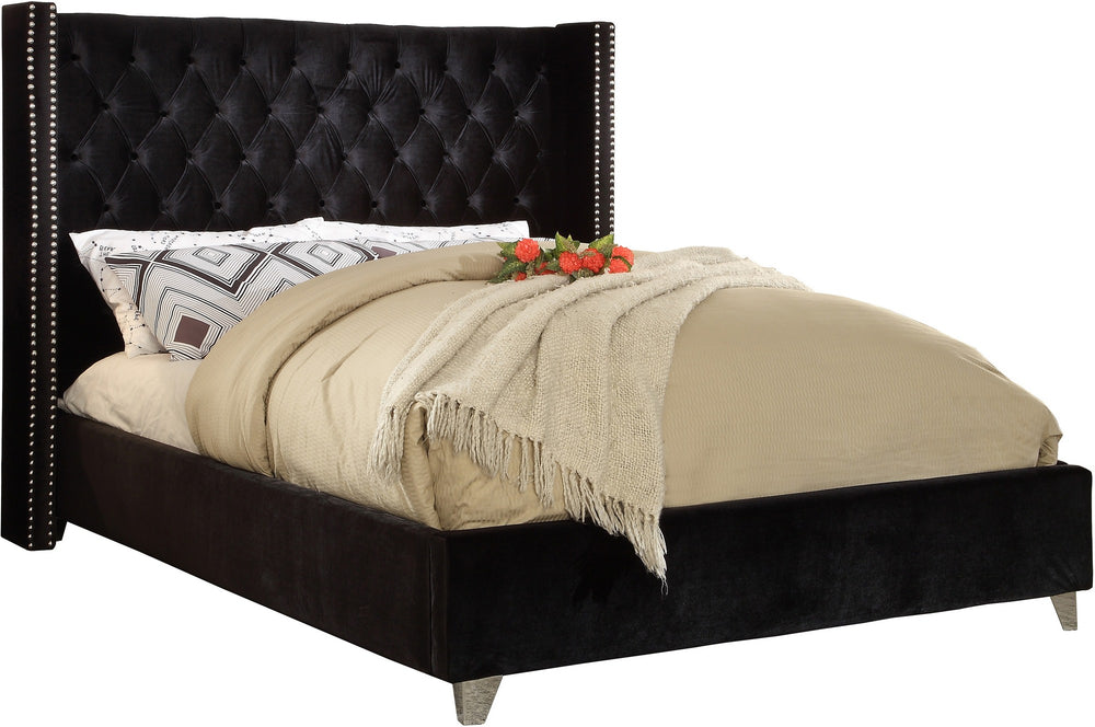 Isabel Full Bed In Black Velvet