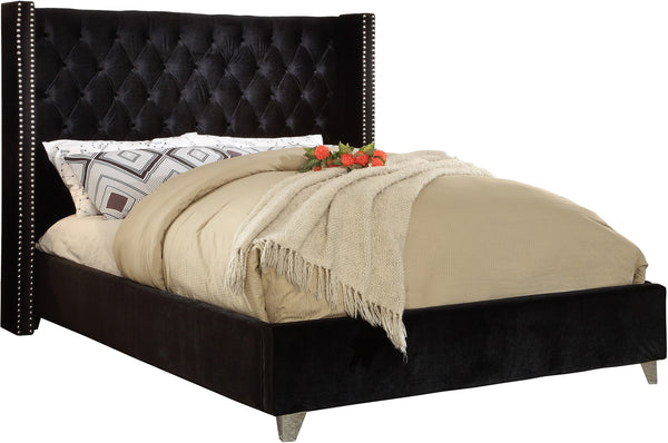 Isabel Full Bed In Black Velvet