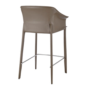 Callie Recycled Leather Counter Stool, Light Mocha