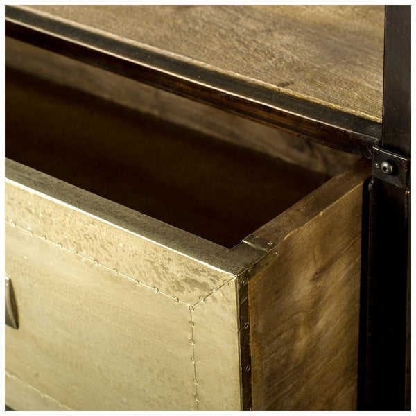 Farrow 72.5L x 14W x 20H Brass Wood and Metal TV Stand Media Console with Storage, TV up to 83"