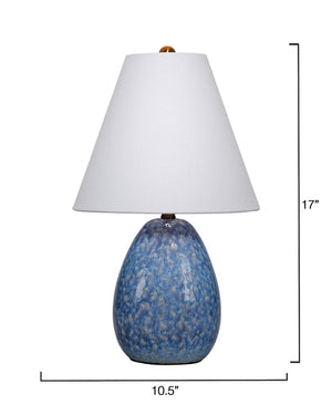 Raindrop Ceramic Table Lamp with Linen Shade, Blue