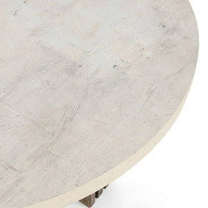Aspen Solid Wood Round Coffee Table - Antique White/Distressed Brown