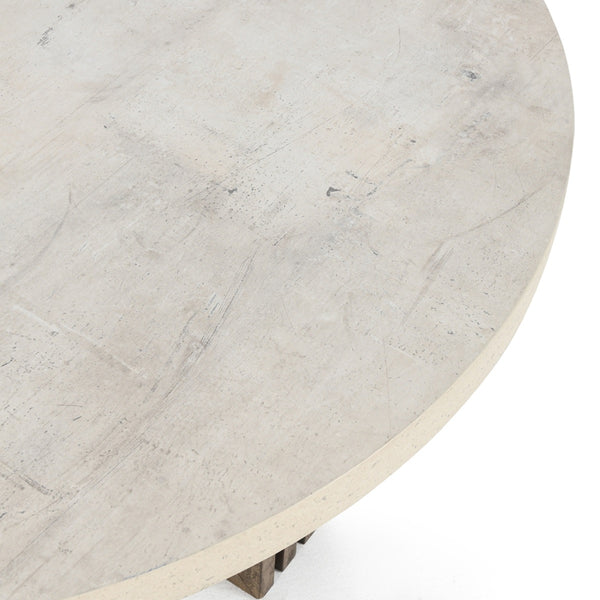 Aspen Solid Wood Round Coffee Table - Antique White/Distressed Brown