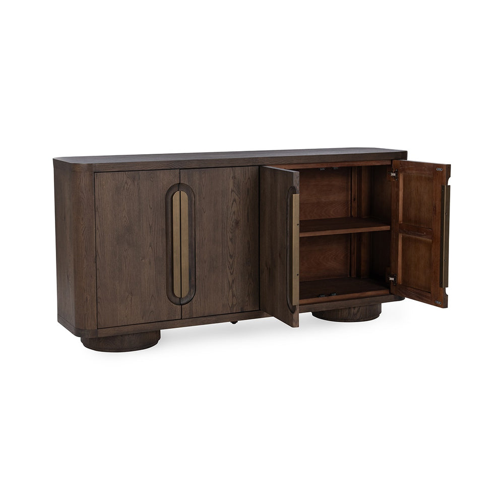 Tiber Solid Wood 4Dr Buffet in Toasted Brown/Cream Washed