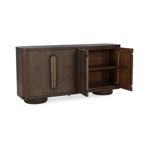 Tiber Solid Wood 4Dr Buffet in Toasted Brown/Cream Washed