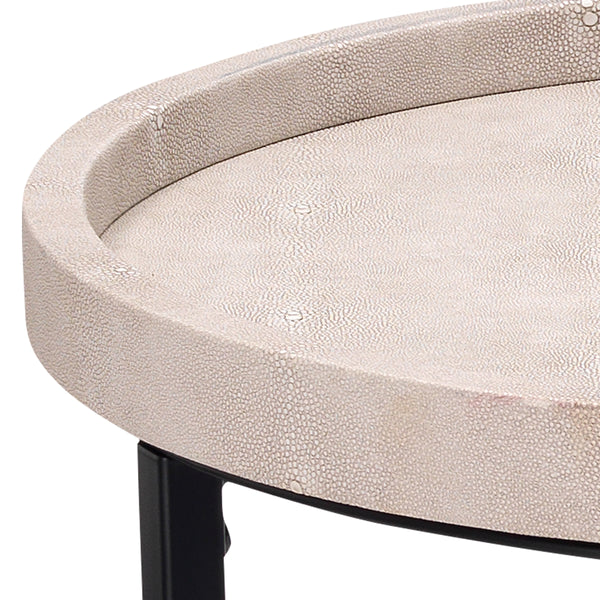 Maddox Faux Shagreen Nesting Tables (Set of 3), Cream