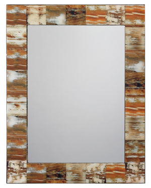 Medium Rectangular Wall Rectangle Mirror in Natural Faux Horn