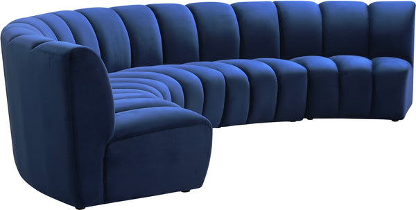 Lynda 5pc. Modular Sectional In Navy Velvet