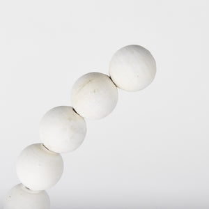 Pontchartrain II (Large) 11L x 6W White Beaded Broken Sphere Decorative Object W/ Gold Base