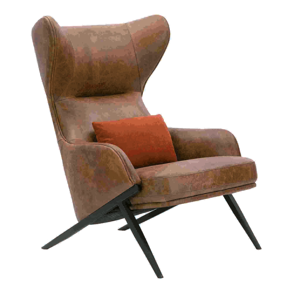 Moe's Amos Leather Accent Chair with Pillow