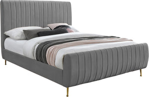 Marcos King Bed In Grey Velvet