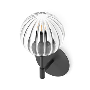 Sunset Sconce In Black Gunmetal And Clear Ribbon Glass