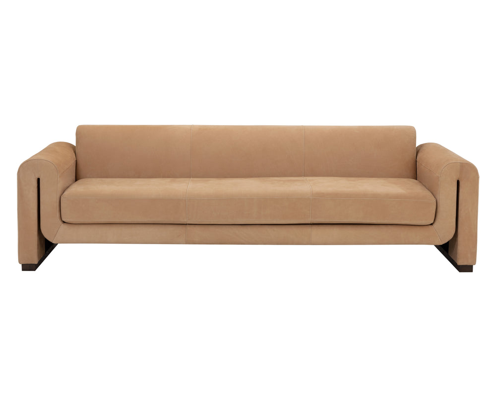 ROMER SOFA - DISTRESSED BROWN - NUBUCK TAN LEATHER