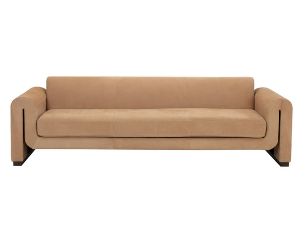 ROMER SOFA - DISTRESSED BROWN - NUBUCK TAN LEATHER