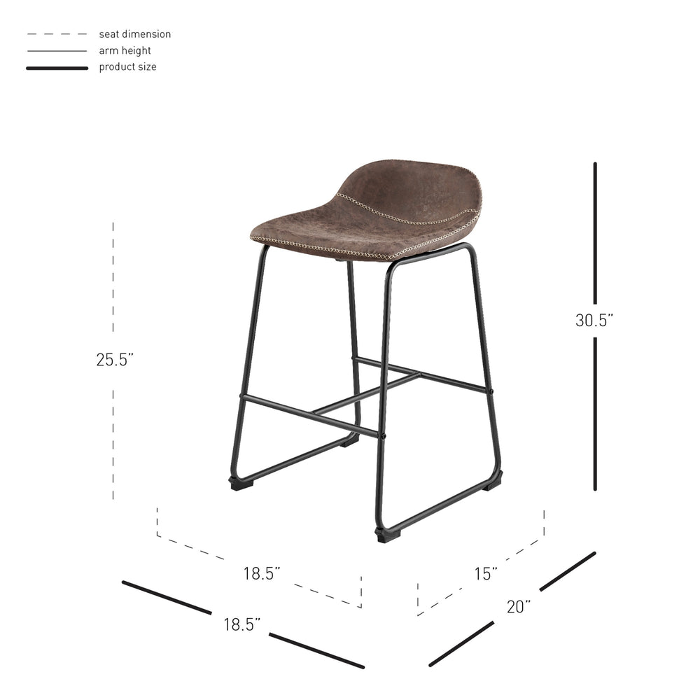 Leighton KD PU Counter Stool, Vintage Coffee Brown