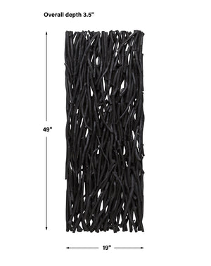 Gathered Teak Black Wood Wall Decor