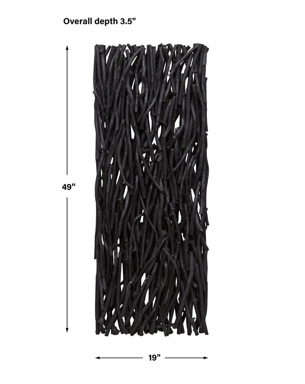Gathered Teak Black Wood Wall Decor