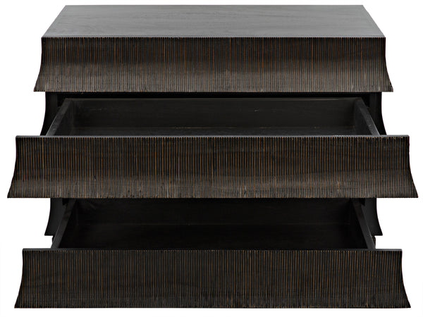 Ava Mahogany Dresser in Hand-Rubbed Black with Light Brown Highlights