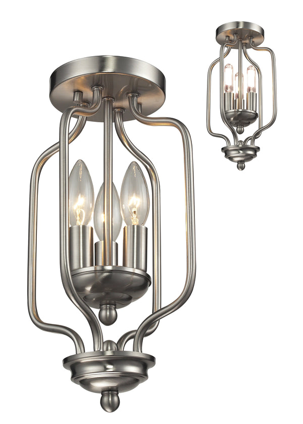 Cardinal 3 Light Flush Mount in Brushed Nickel Finish