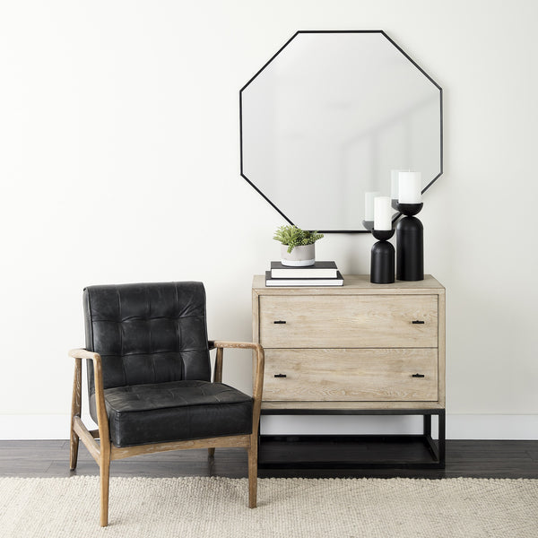 Ciara 32L x 16W Beige Fir Veneer 2 Drawer Accent Cabinet