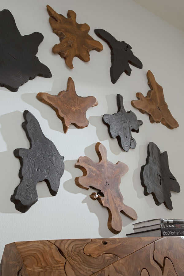 Freeform Teak Wall Slice, Medium, Black