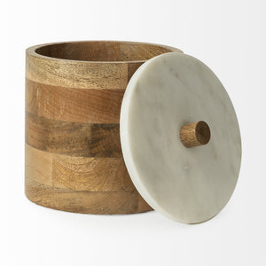 Sandook (Large) 10H Brown Round Wooden Storage Jar