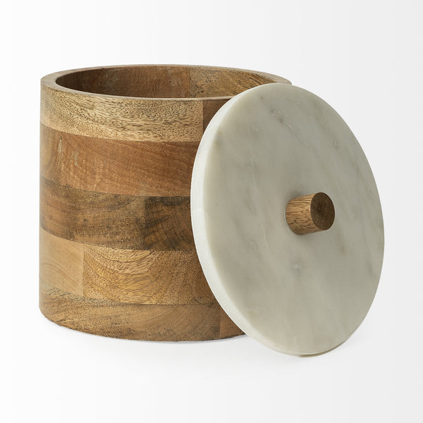 Sandook (Large) 10H Brown Round Wooden Storage Jar