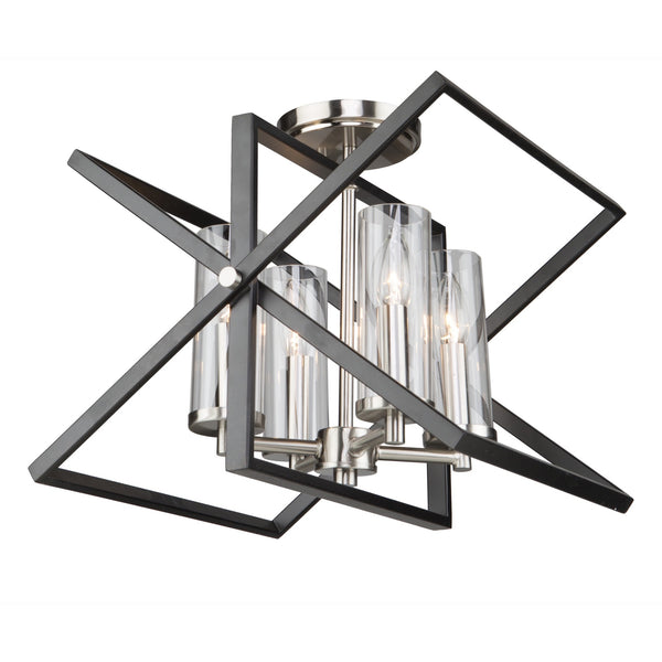 Vissini AC11471 Semi-Flush Mount in Matte Black & Polished Nickel