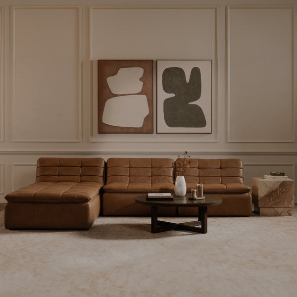 Moe's Lino Slipper Chair Tan Leather