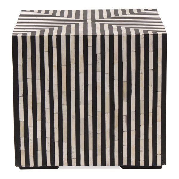 Terning Side Table in Black and White Camel Bone