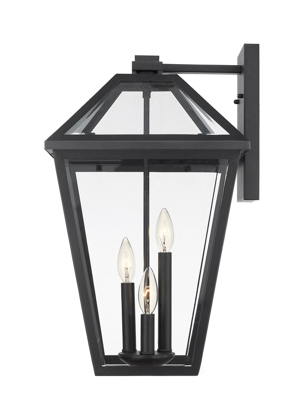 Talbot 3 Light Outdoor Wall Sconce in Black Finish